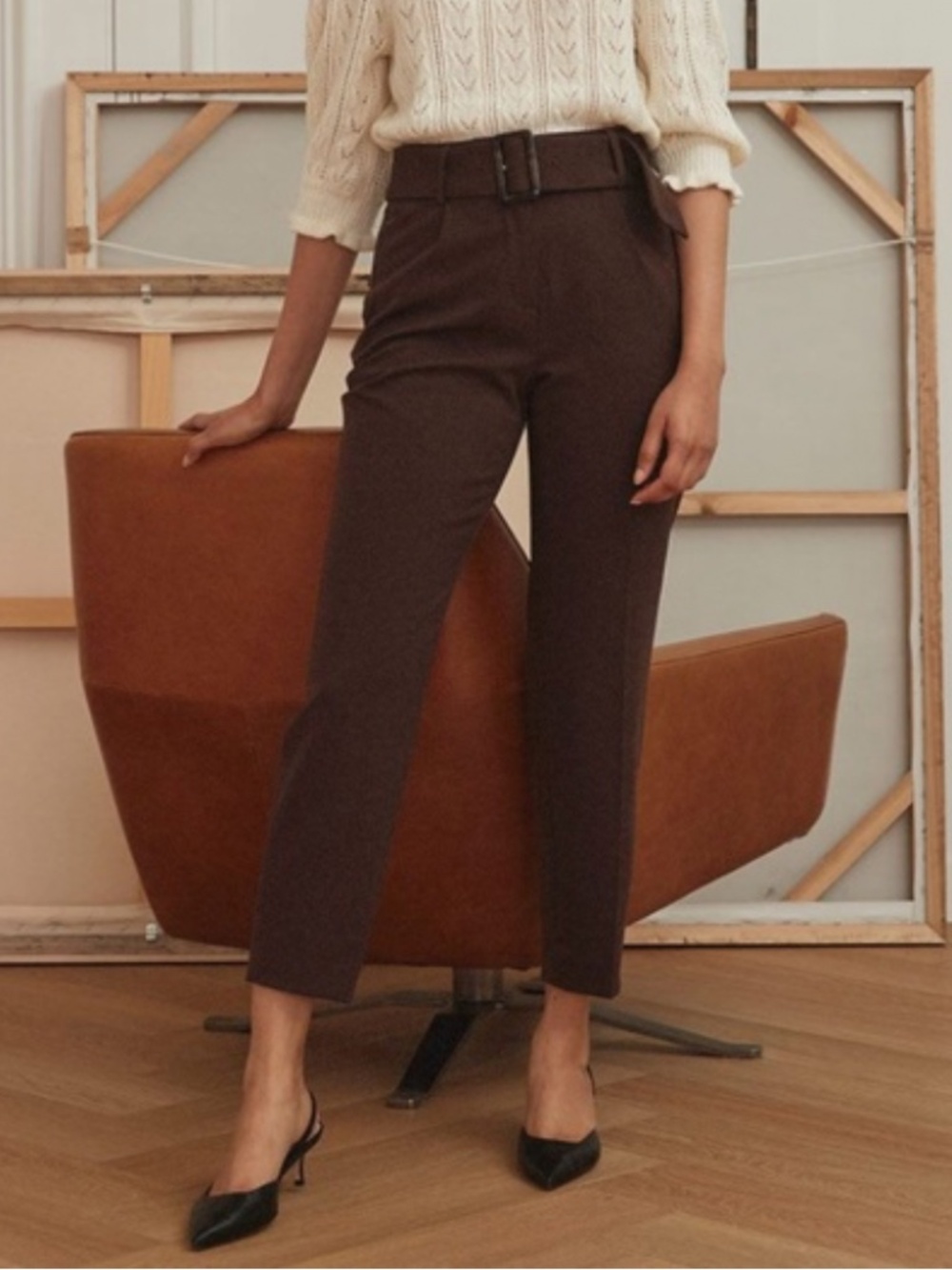 RW&CO brown dress pants with belt size 0